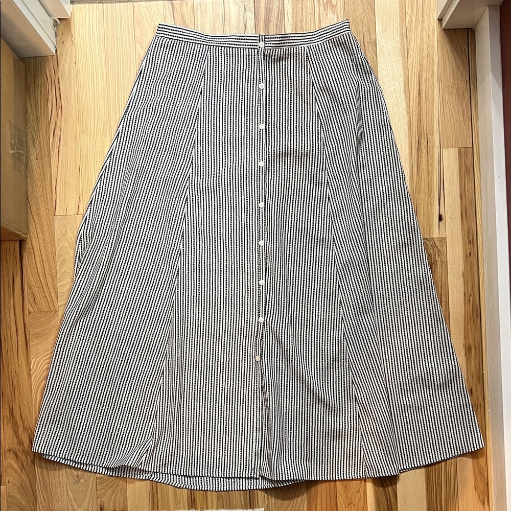 Max Studio Black and White Striped Midi Skirt